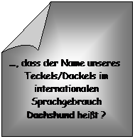 Gefaltete Ecke: ..., dass der Name unseres Teckels/Dackels im internationalen Sprachgebrauch Dachshund heißt ?