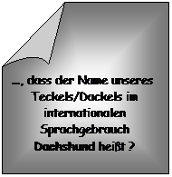 Gefaltete Ecke: ..., dass der Name unseres  Teckels/Dackels im internationalen Sprachgebrauch Dachshund heit ?
